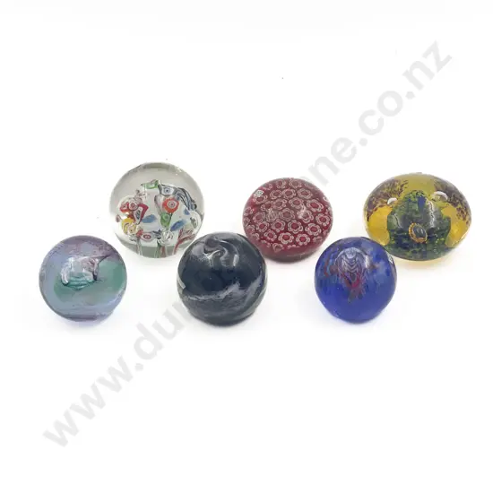 Six Art Glass Paper Weights