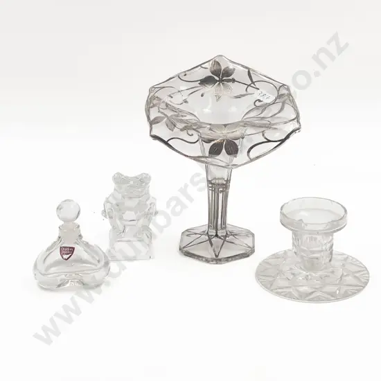 Orrefors Scent Bottle with Webb and Corbett Candle Holder and Two Others