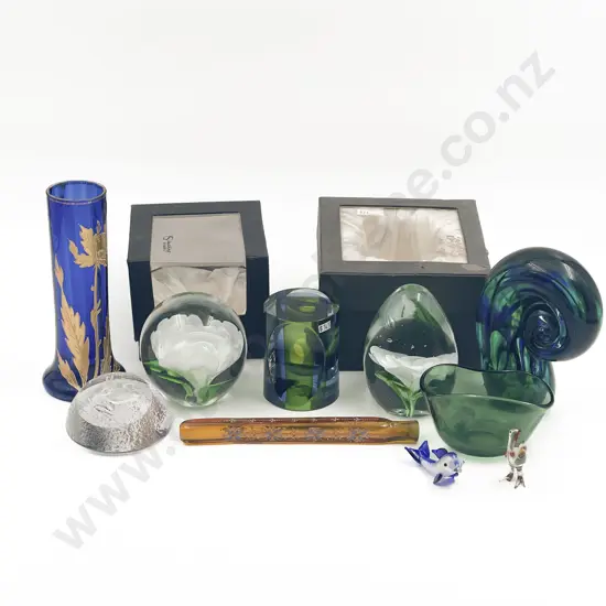 Small Box of Assorted Art Glass etc