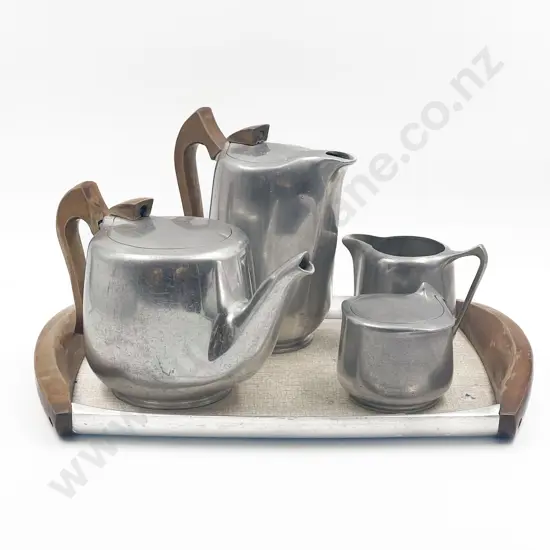 English Made Picquot Ware Five Piece Tea Set