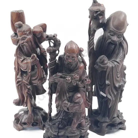 Three Carved Figures of Immortals