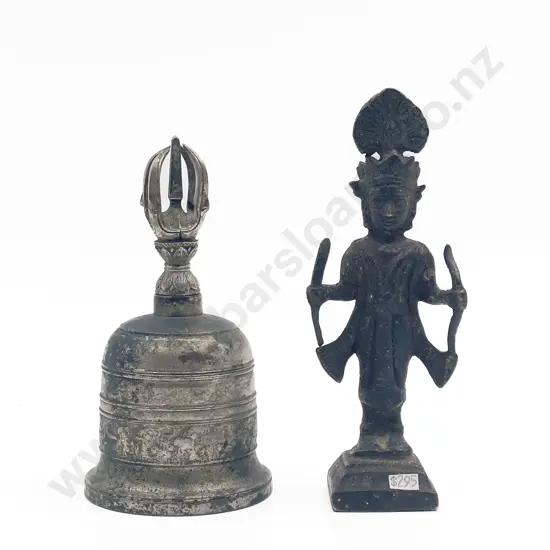 Cast Metal Figure with Tibetan Bell