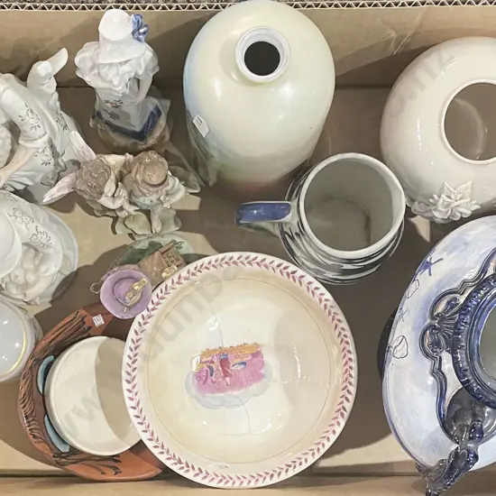 Small Box of Assorted Fancy China and Figures