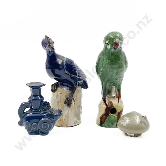 Four Assorted Ornaments Including Sanci Parrot