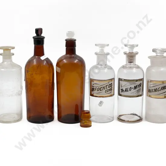 Six Assorted Vintage Chemist Bottles