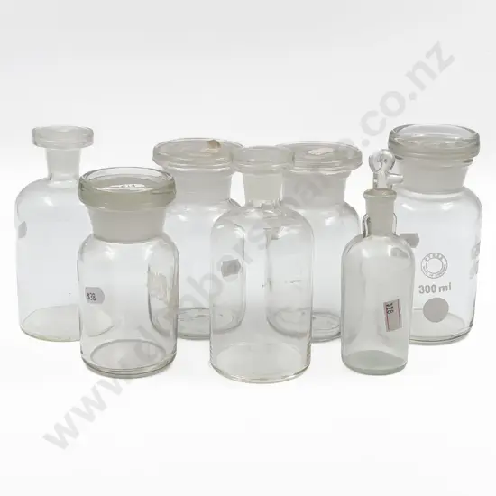 Seven Assorted Vintage Chemist Bottles of Sizes