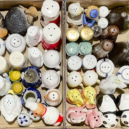 Two Small Boxes of Assorted Novelty Salt & Peppers