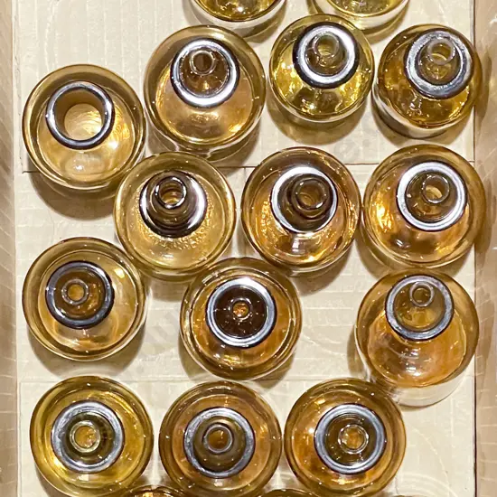 Small Box of Assorted Amber Glass Chemist Bottles