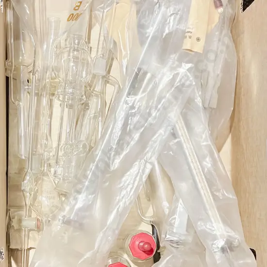 Box of Assorted Glass Chemistry Implements