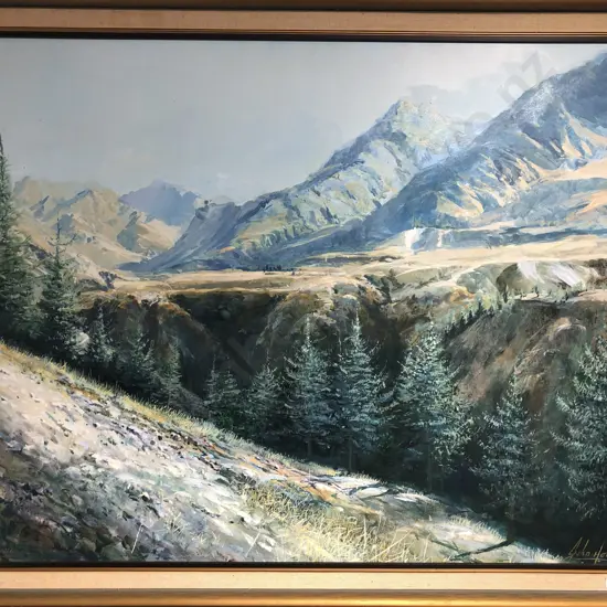 John Holmes - Mountain Landscape - Oil on Board