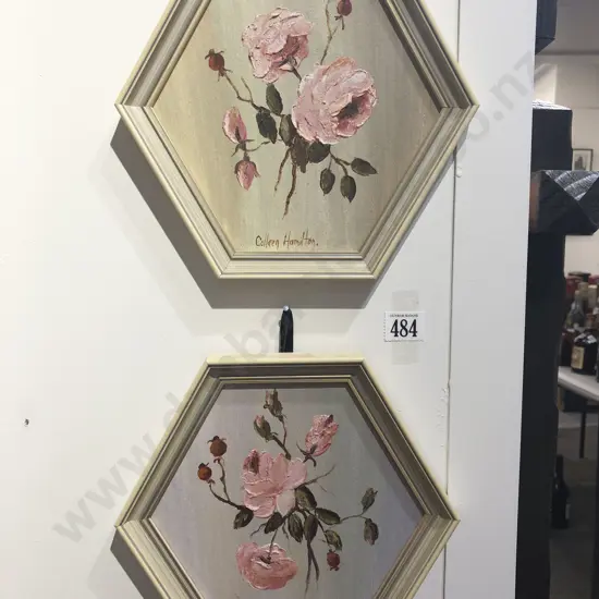 Coleen Hamilton - Pair of Hexagonally Framed Still life Oil on Board