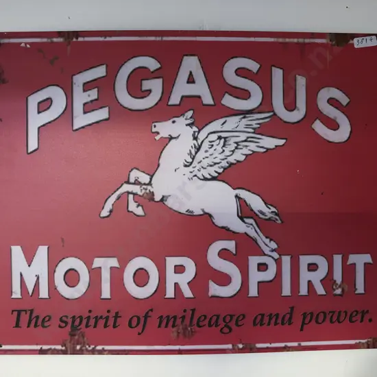 Reproduction Pegasus Motor Spirit Tin Advertising Sign