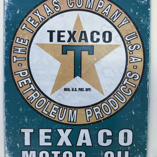 Reproduction Texaco Motor Oil Tin Advertising Sign
