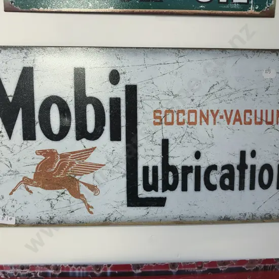 Reproduction Mobil Lubrication Tin Advertising Sign