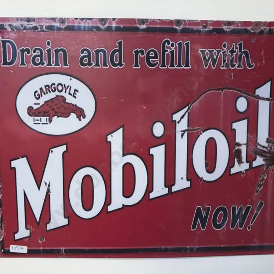 Reproduction Mobil Oil Tin Advertising Sign