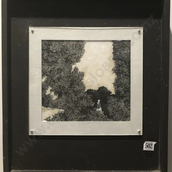 Bruce Riddell - In the Garden - Hand Coloured Etching