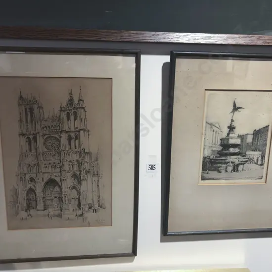 Unknown Artist Drypoint Etching - Piccadilly Circus