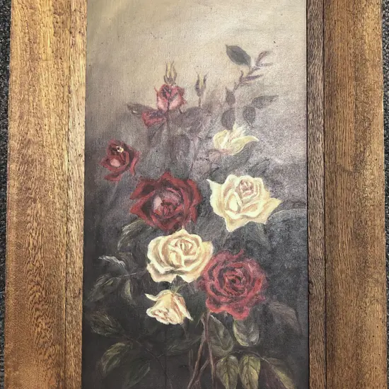 Oak Framed Floral Still Life - Oil on Canvas