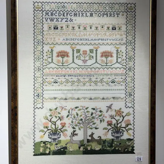 Framed Vintage Embroidery of the Alphabet
