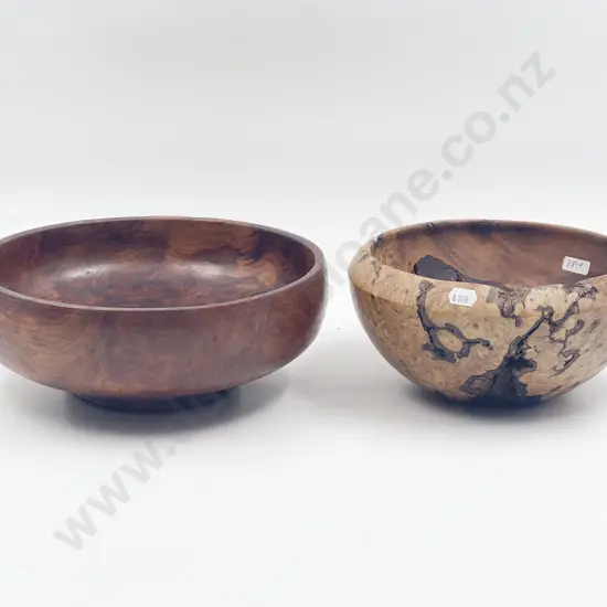 Signed Mottled Kauri Bowl with Turned Turned Wood Bowl