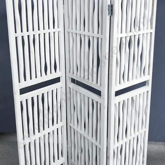 White Painted Four Panel Dressing Screen