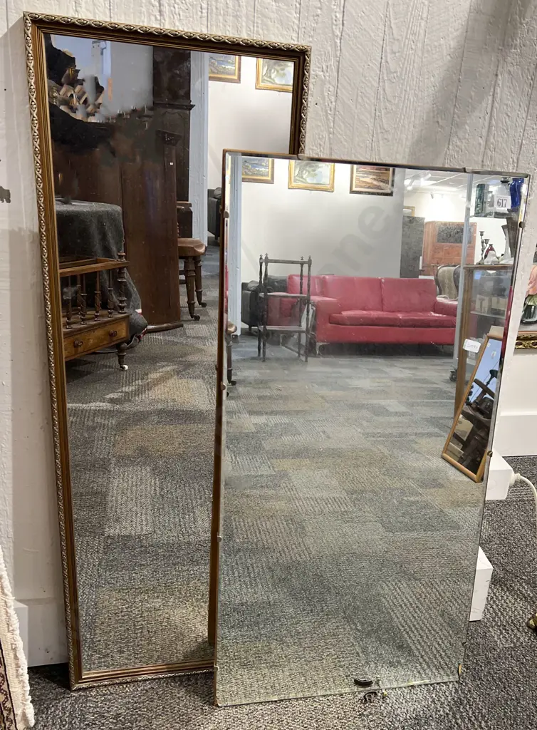 Rectangular Gilt Framed Wall Mirror and Other Mirror Image 1++
