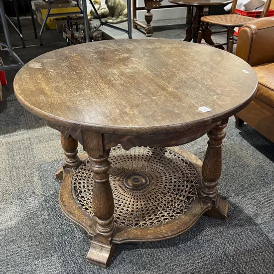 Oak Two Tier Circular Coffee Table
