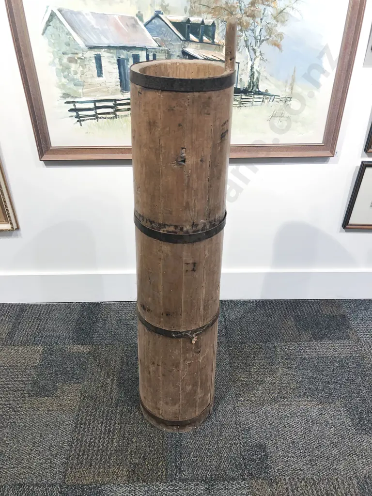 Vintage Chinese Pine Tapering Metal Bound Churn/Grain Holder Image 1++