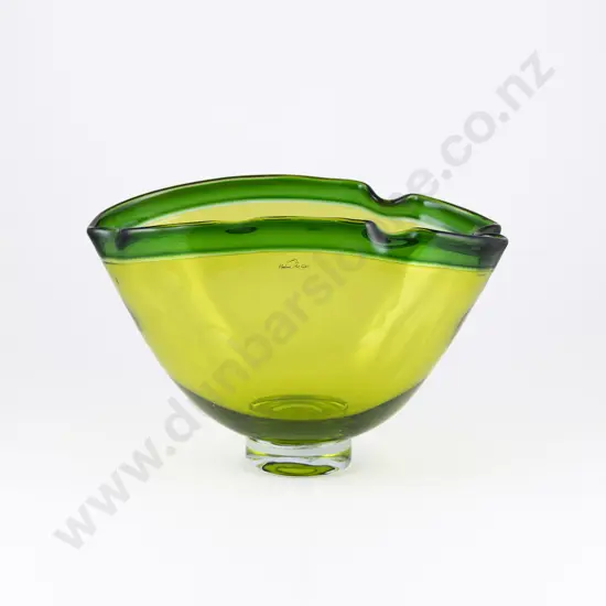 Ola Hoglund Art Glass Footed Bowl