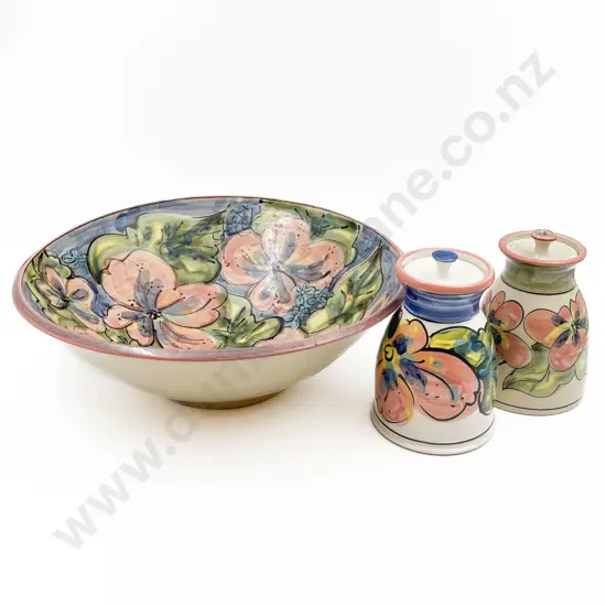 Ross & Kay Palmer Large Bowl & Two Canisters (3)