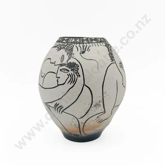Pottery Vase with Picasso Style Nude Figures