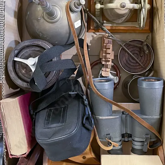 Box of Assorted Including Metal Ware etc