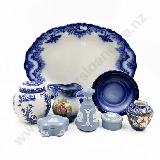 Small Quantity of Assorted Blue and White with Wedgewood