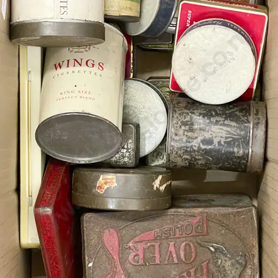 Box of Assorted Vintage Tins