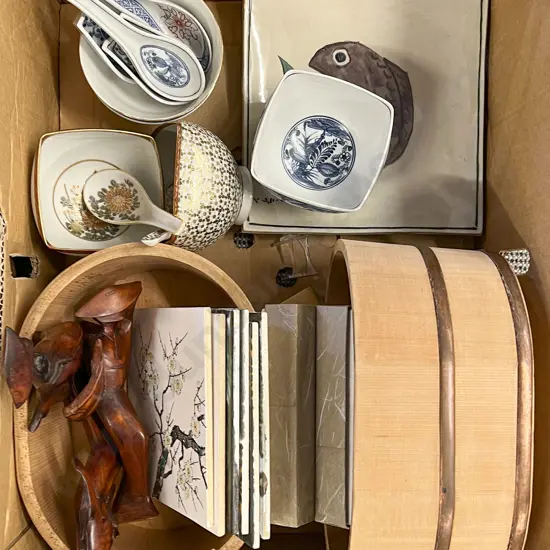 Assorted Asian Items Including Tiles and China