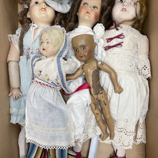 Five Various Vintage Dolls