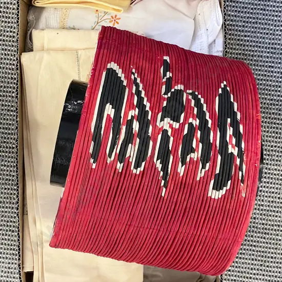 Box of Assorted Including Table Linen and Paper Lantern