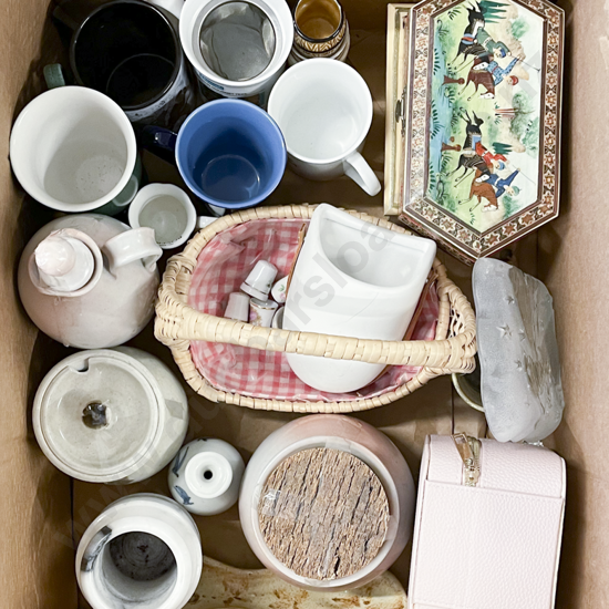 Box of Assorted Including Kitchen Crockery & Jewellery Box etc