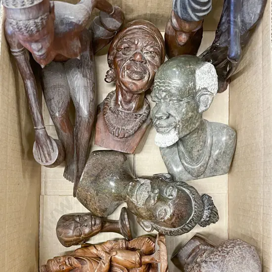 Small Box of Assorted Carved Figural Ornaments