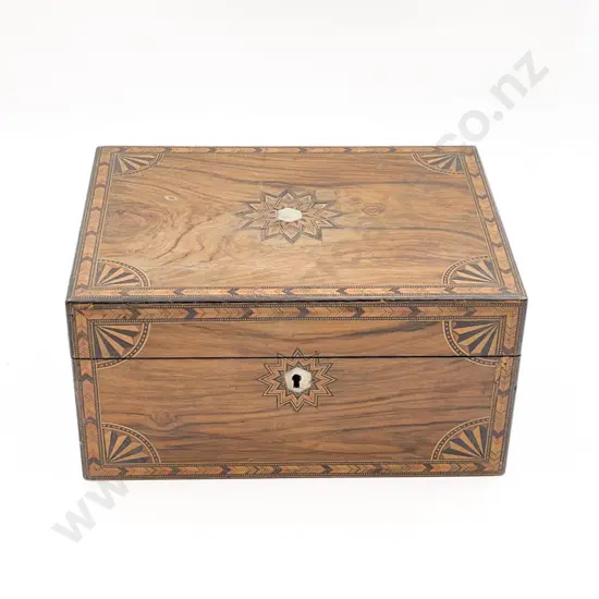Victorian Walnut & Parquetry Inlaid Box