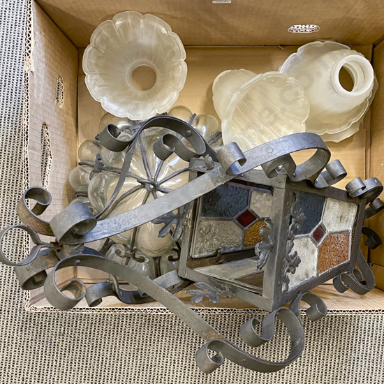Box of Assorted Glass Light Shades etc