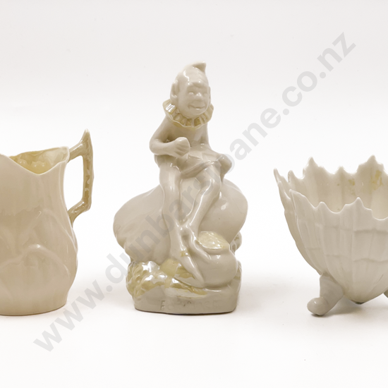 Two Pieces of Belleek Together With Small Royal Worcester Footed Bowl (Chip)