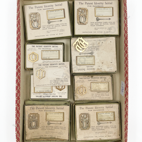 Nine Vintage "The Patent Identity Initial For Handbags"