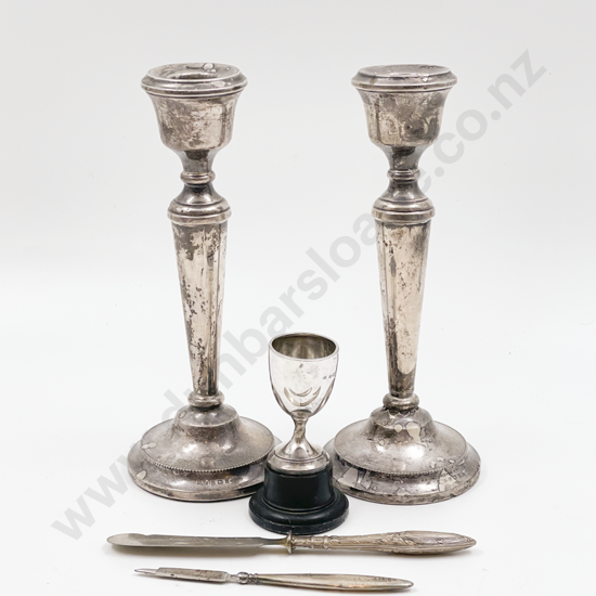 Two S/S Candlesticks with Assorted S/S