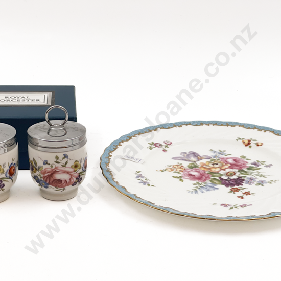Pair of Royal Worcester Egg Coddlers on RCD Plate