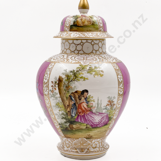 Dresden Hand Painted Vase and Cover