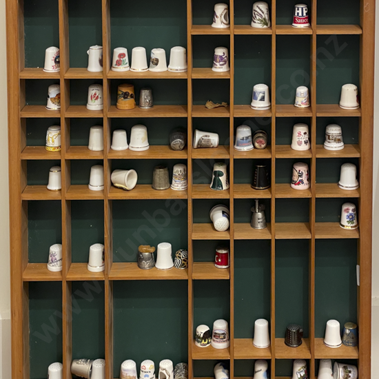 Small Knick Knack Shelf with Assorted Thimbles