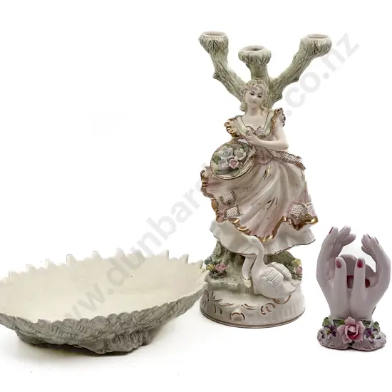 Figural Candleholder Together with Two Others