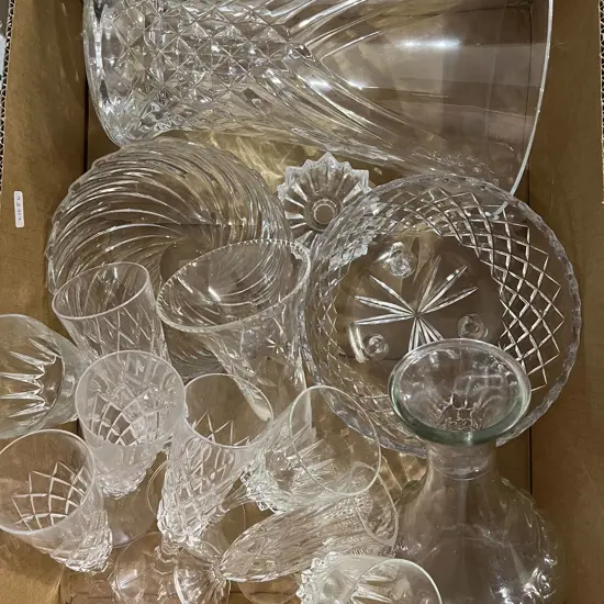 Box of Assorted Crystal and Glassware