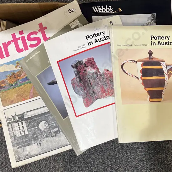 Two Boxes of Assorted Auction Catalogues and Ceramic References